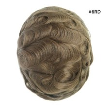 Toupee Mens Hairpieces Invisable Thin Skin Male Wig Real Human Hair System 6RD
