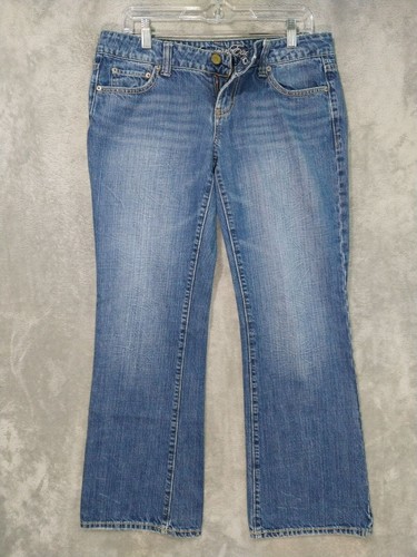 American Eagle Jeans Damen 10 blau Denim Favorite Boyfriend niedriger Bund mittlere Waschung