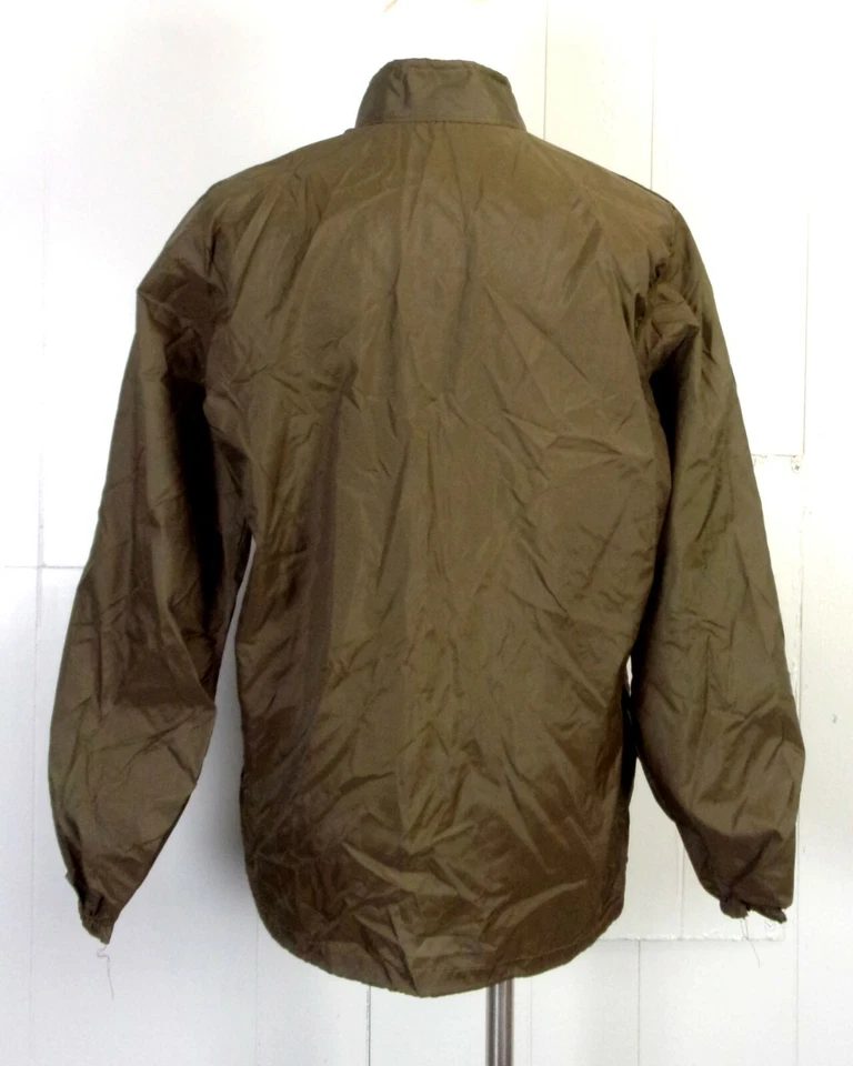 Chaqueta cortavientos Rockabilly delgada de nailon marrón liso de colección años 50 60 talla S Foto 3 de 4