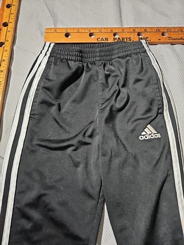 Adidas Pants Youth Kids Size 6 Black Sweatpants Performance 3 Stripe Joggers - Picture 2 of 14