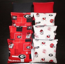 ALL WEATHER University of GEORGIA BULLDOGS 8 Resin Filled Cornhole Bean Bags NEW
