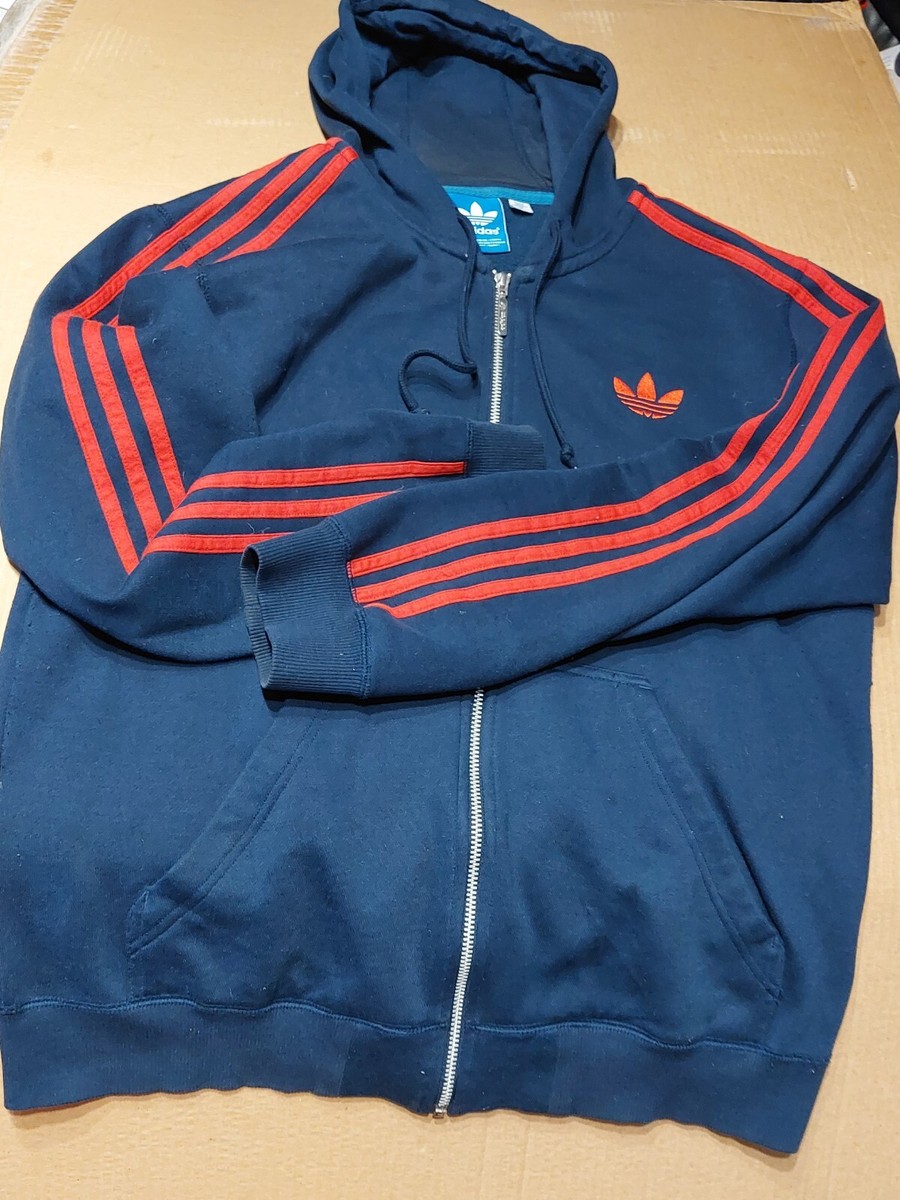 Full Zip Adidas Blue Trefoil Hoodie Adidas Men's M Originals