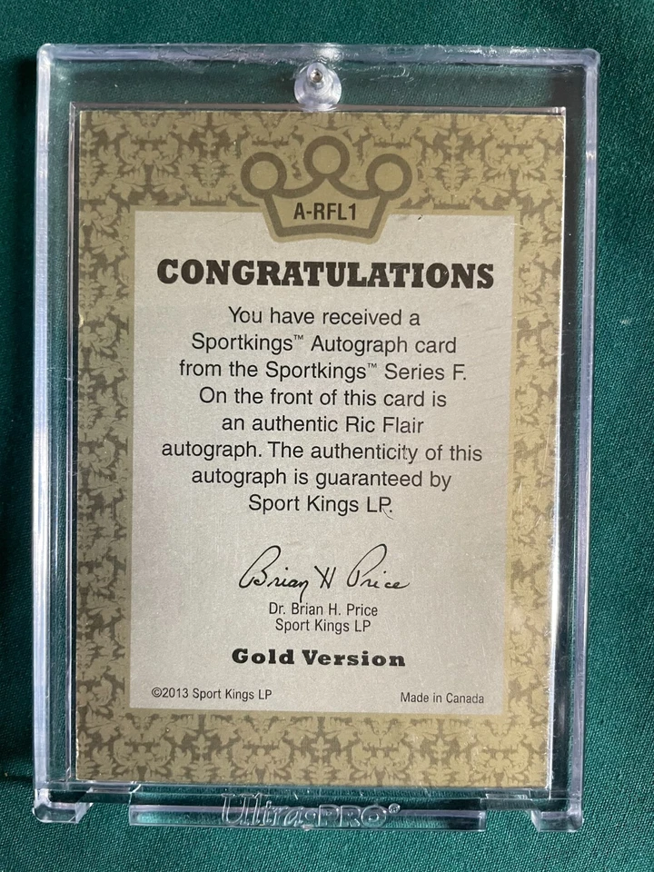 RIC FLAIR AUTOGRAFIADO HOJA DE ORO SPORTKINGS AUTÓGRAFO A-RFL1 NWA WWE AWA WCW Foto 3 de 4