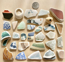 sea glass from japan Surf-Tumbled pottery cute pattern Unusual