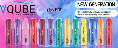 VQube E-Shisha Plus 600 ohne Nikotin, ca. 600 Züge, 350 mAh