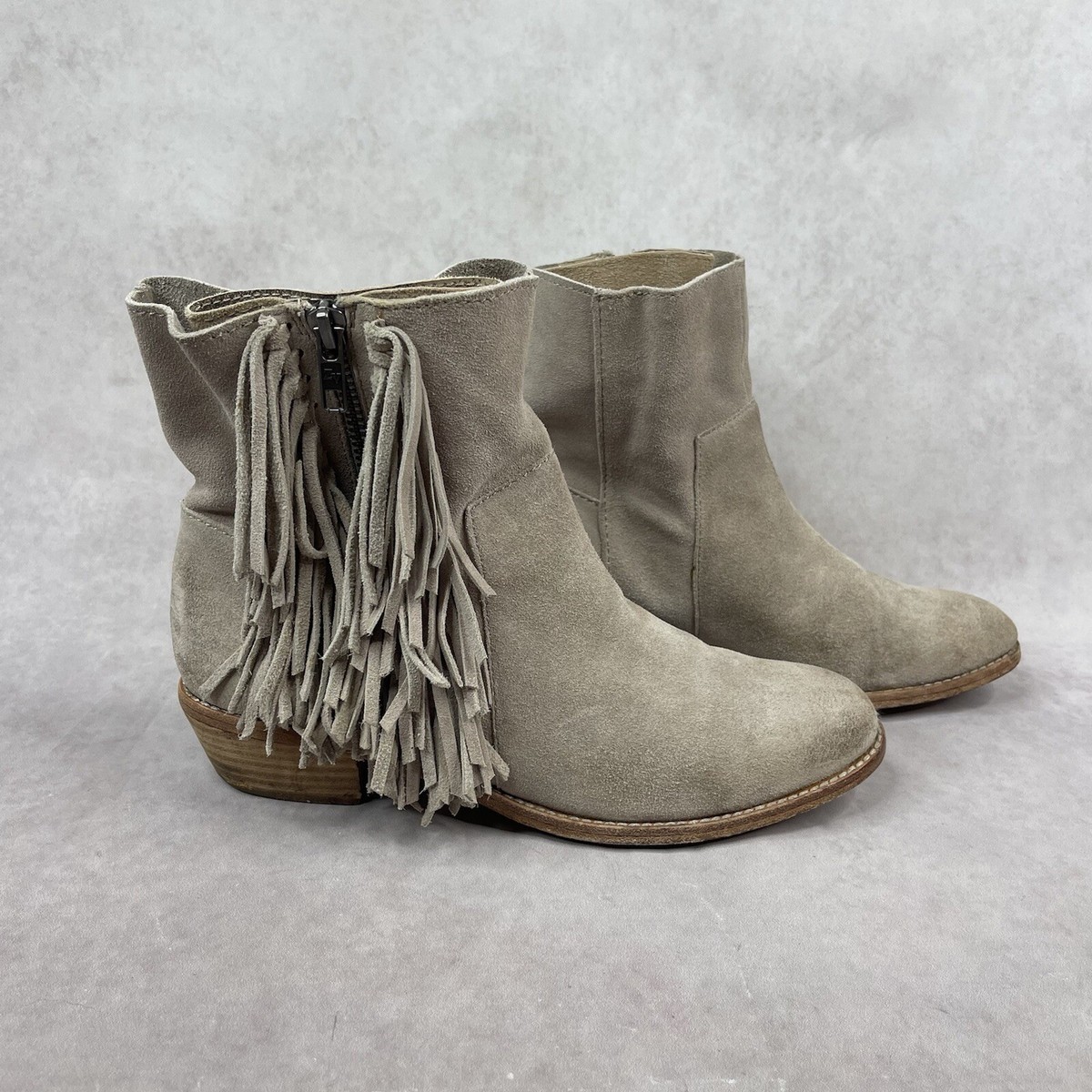 Zadig And Voltaire Tan Beige Pearce Fringe Suede Boots Women's