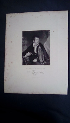 Antiker Kupferstich von 1854, T. CAMPBELL, Autor von DIE FREUDEN DER HOFFNUNG, J.Jenkins