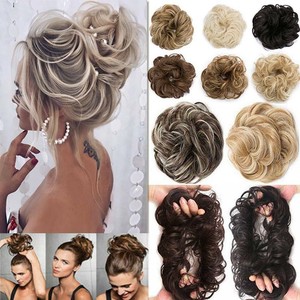 Real Natural As Human Curly Messy Rose Bun Hair Piece Scrunchie