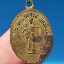 ANTIGUA MEDALLA RELIGIOSA VIRGEN CARMELO RARO ROSARIO VIRGEN ENCANTO