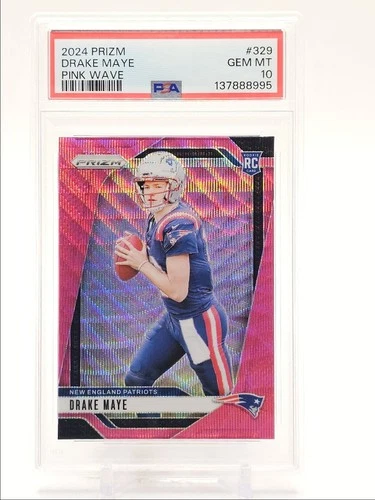 DRAKE MAYE 2024 PANINI PRIZM ROOKIE FOOTBALL PINK WAVE RC PSA 10 Q2029