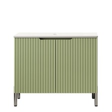 30" TURIO Freestanding Carrara White Artificial Stone Countertop and Green Cab