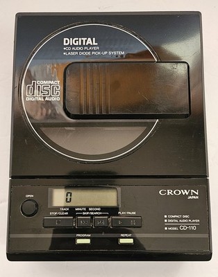 Vintage CROWN Portable CD Audio Player Model CD-110 Japan Made 1987 Parts Only