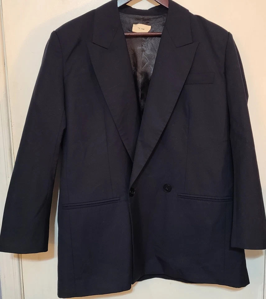 🔥BLAZER THE ROW 100% lã marinha italiana forrada de seda S peito duplo🔥 tendência - Imagem 2 de 4