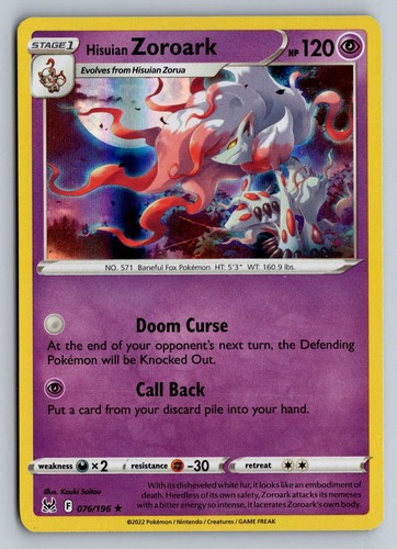 Lost Origin HISUIAN ZOROARK 076/196 Holo NM/M Pokemon Sky 16 - 5