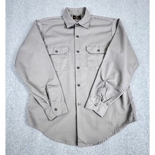 VTG Sears Mens Shirt 15.5 Gray Solid Perma Prest Long Sleeve Pocket Front Work