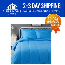 Microfiber Solid Blue Bed-in-a-Bag Bedding Set for Kids - Full/Queen Size