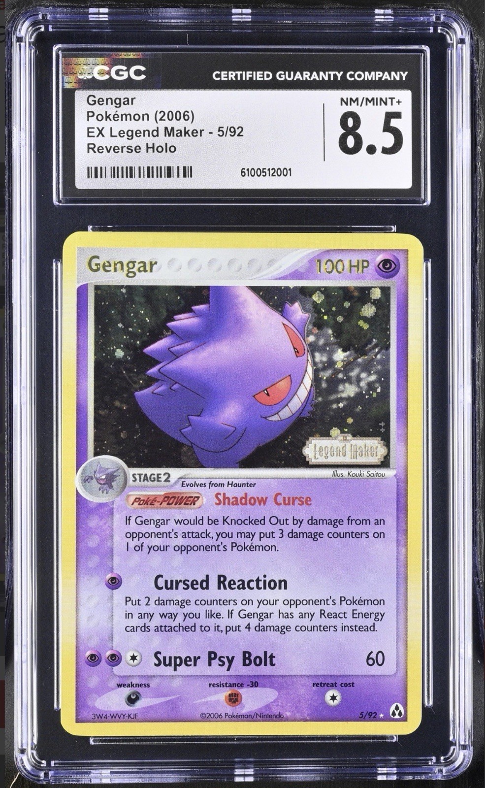 Pokémon Gengar 5/92 EX Legend Maker Reverse Holo English 2006 CGC 8.5
