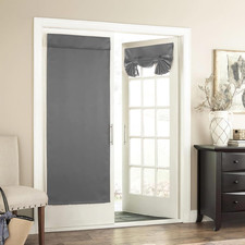 Roller Blinds No Drilling, French Door Blinds Window Blinds Easy Fit Clip in Bla