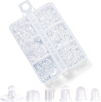 6 Styles Silicone Earring Backs for Studs, 600 Pcs Clear Soft Earring Backings 