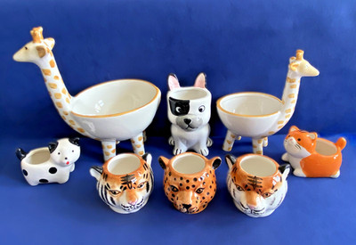 Lot of 8 Ceramic Animal Shape Succulent Planters - Mini Pots