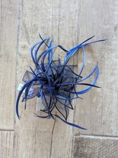 Navy Blue Feather Fascinator with Comb | Elegant Wedding Races Ascot Occasion