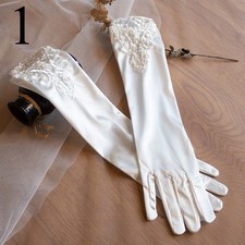 1 Pair Women Satin Wedding Gloves Embroidery Elegant Bridal Gloves Accessories