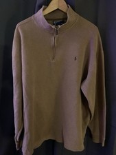 Vintage Polo Ralph Lauren Quarter-Zip Knit Sweatshirt - Brown Size XLT Tall