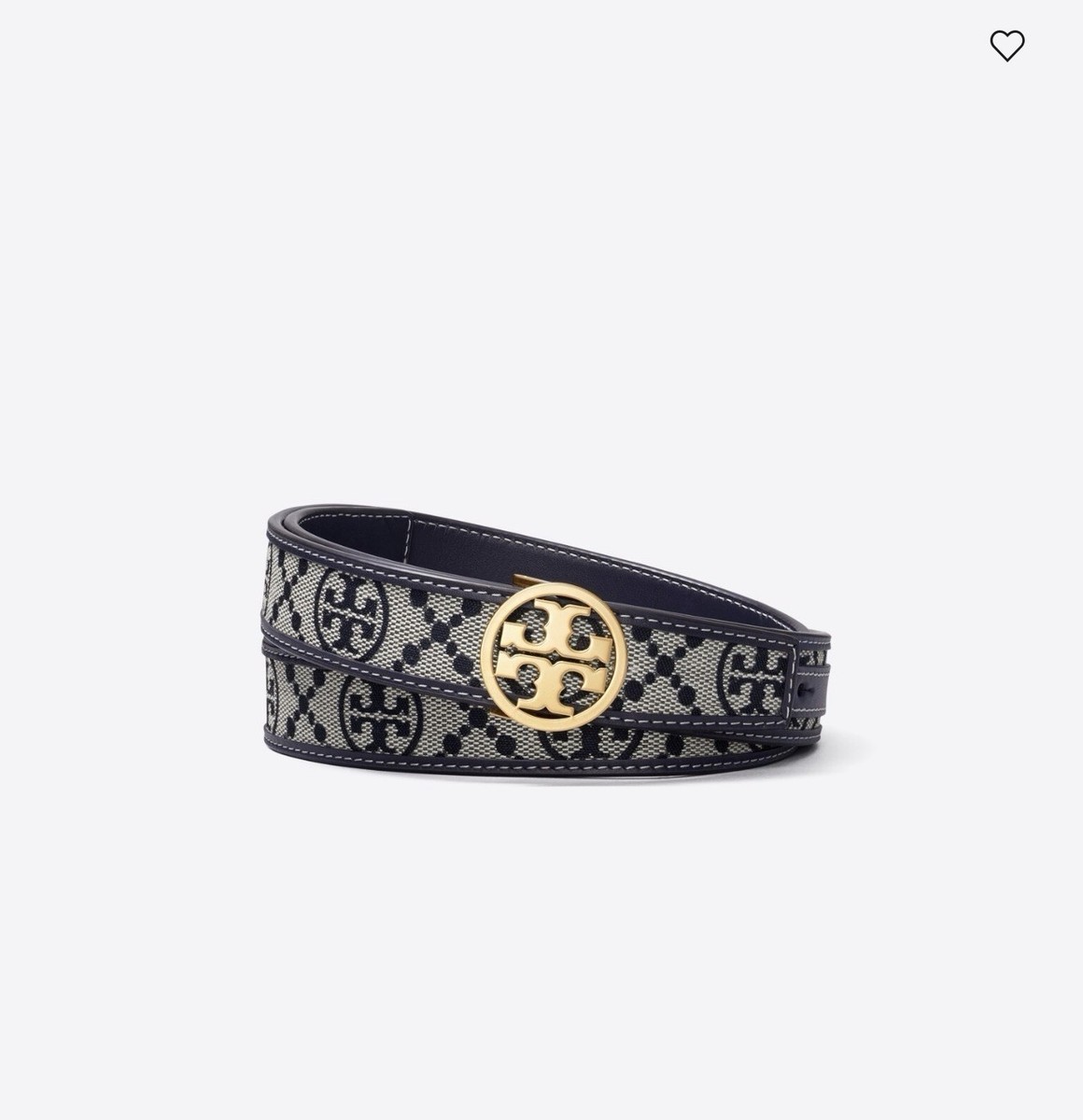 Tory Burch Wide Fashion Belt Logo Pattern Gold-Plated Buckle 