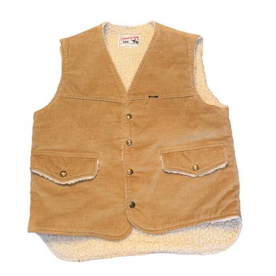 Vintage 70s LEE Storm-Rider Khaki Sherpa Lined Snap Vest Medium USA EUC