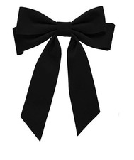 Black Velvet Hair Bow Clip Large Long Tail Ribbon Barrette Women Girls