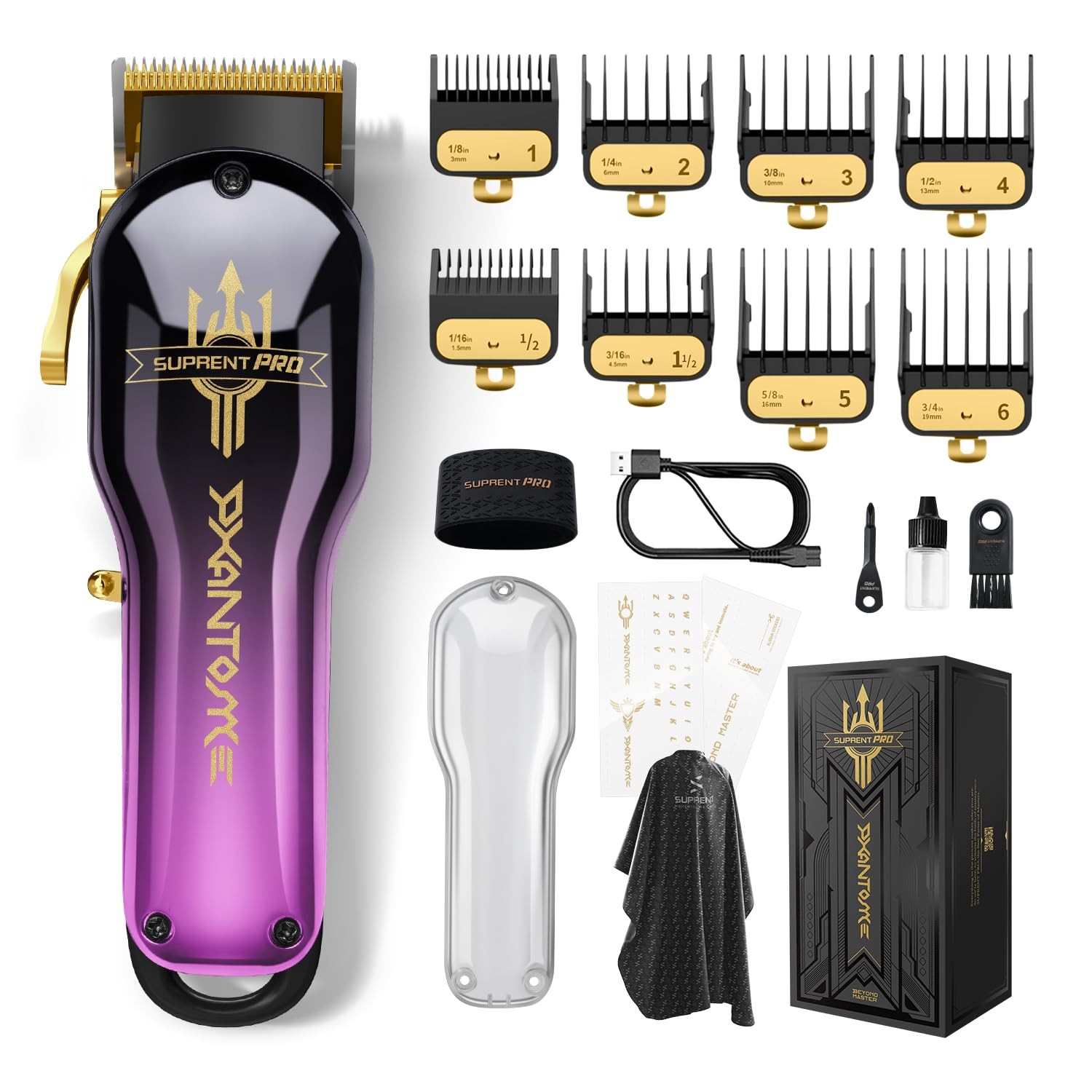 SUPRENT PRO Professional Hair Clippers for Men- Premium Barber Purple 