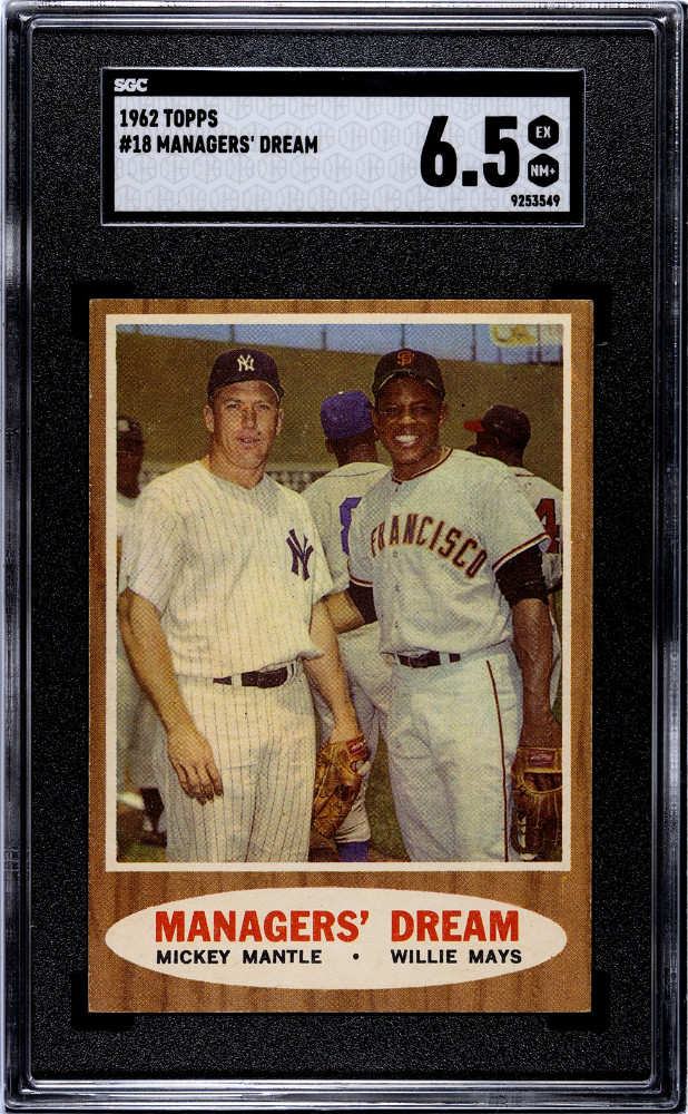 1962 Topps #18 Managers' Dream Mickey Mantle/Willie Mays SGC 6.5 EX-MT+