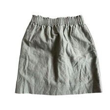 J Crew Linen Mini Skirt Womens 00 Neutral Minimalist Elastic Waist Lined Pockets