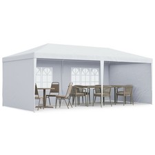 Outsunny Gazebo da Giardino 6m x 3m Tendone Tenda per Feste Tettoia Patio Bianco