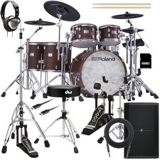 Roland VAD716 V-Drums Electronic Drum Set - Satin Walnut COMPLETE DRUM BUNDLE