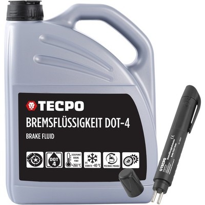 5L TECPO BREMSFLÜSSIGKEIT DOT-4 BREAKE FLUID DOT4 + BREMSFLÜSSIGKEITSTESTER