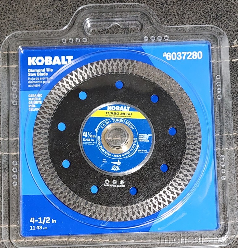 Kobalt 4-1/2" Wet and Dry Cutting Turbo Mesh Rim Diamond Tile Saw Blade NEW!