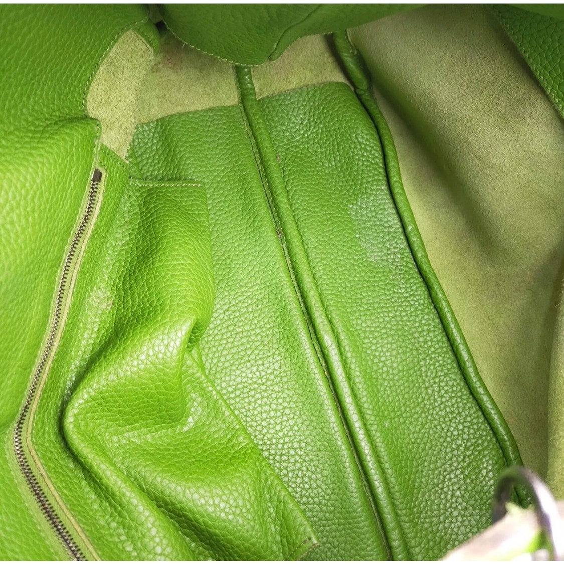 Bottega Veneta Campana Leather Hobo Bag Lime Green thumbnail 8