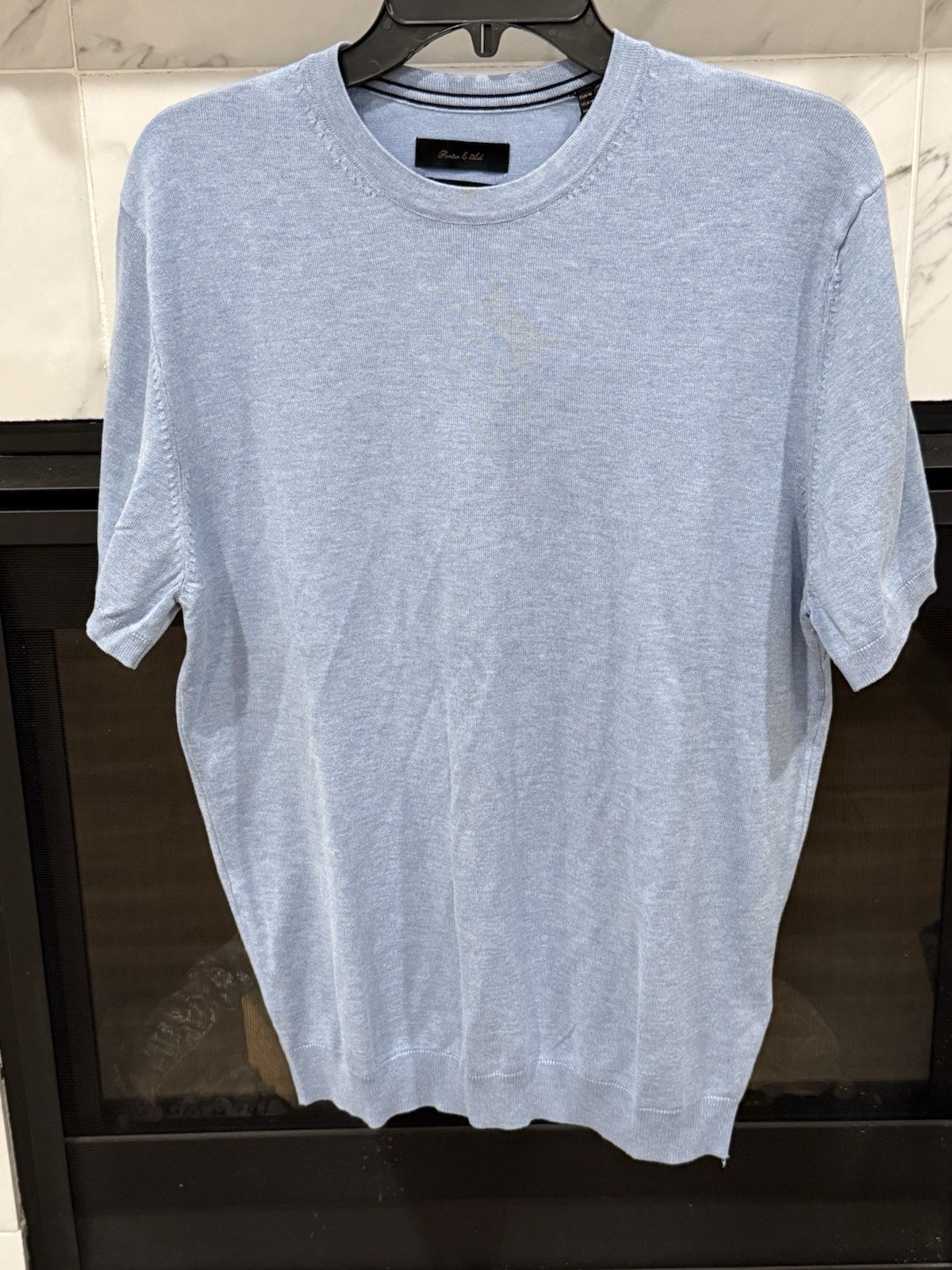 Porter & Ash Luxury Essential Men's Medium Sky Blue Viscose Blend Casual T-Shirt