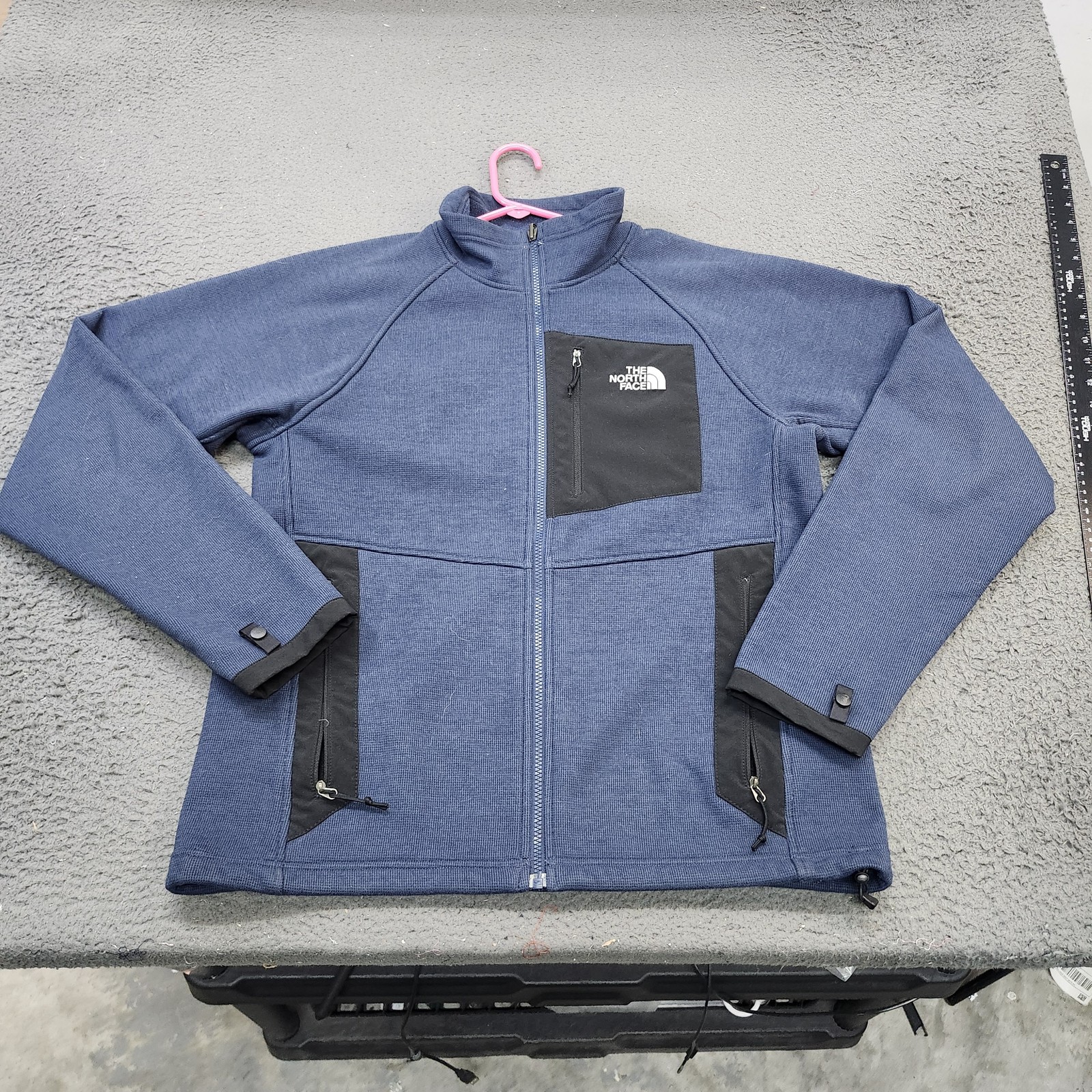 The North Face Jacket Mens Large Blue Fleece Full Zip Pockets Hiking Outdoor