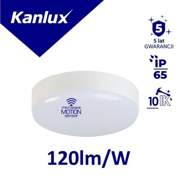 Plafoniera Led Iper Led 10W-NW-O-SE OkrąGłA Z Czujnikiem Ruchu 1200Lm 4000K IP65-image