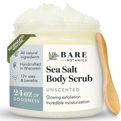 Sea Salt Body Scrub Unscented 24oz Non-toxic Vegan Cruelty-free Full Body