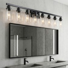 51'' Vanity Light Black Modern 8 Lights for Bathroom Mirror Wall Sconce Fixture