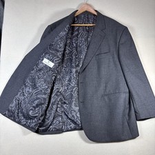 Oak Hill Mens Big  Tall Gray Check Sport Coat Blazer 2XL 50/52R Classic