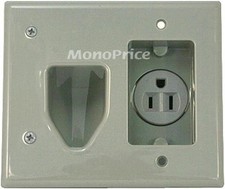 Recessed Low Voltage Cable Wall Plate with Recessed Power, Gray 4005