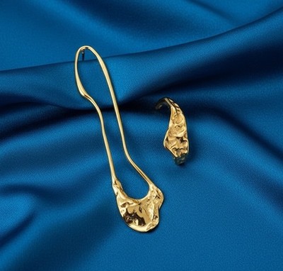 Hammered Earrings Alexis Bittar STYLE Boho Hoop Molten Mismatch Stud Abstract