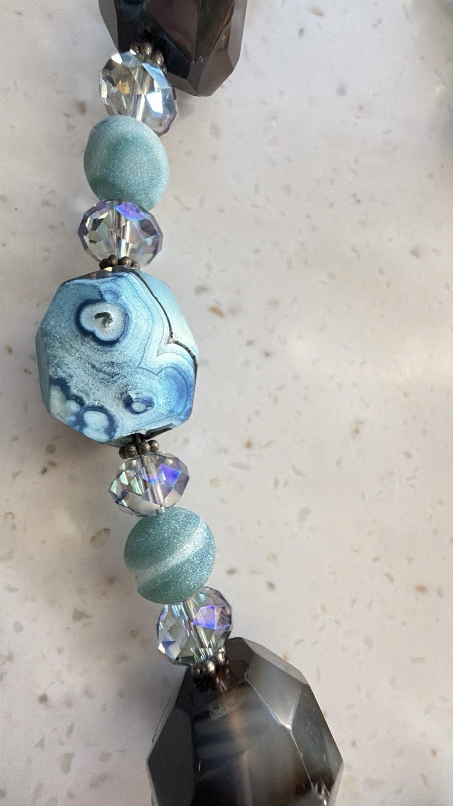 HANDMADE STATEMENT NATURAL AGATE GLASS FACETED BE… - image 4