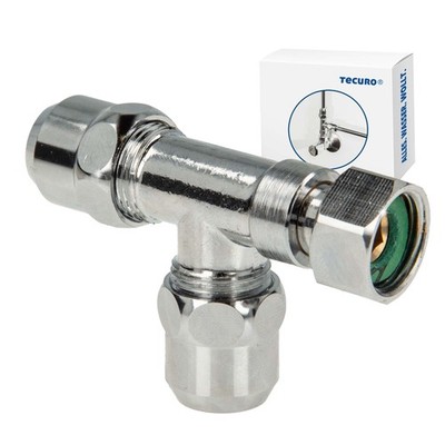 tecuro T-Stück 3/8 Zoll / Ø 10 mm Abzweigverteiler für Eckventile MS-verchromt