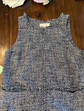 Michael Kors 12  Navy Blue White tweed shift dress Sleeveless Excellent