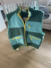 BDG Green & Blue Fleece & Nylon Vest Yellow Trim Sz M